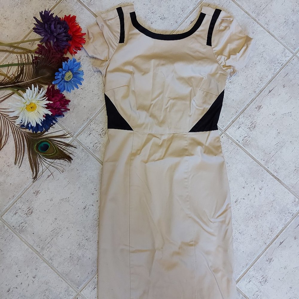 Beige and accent black Jacob dress